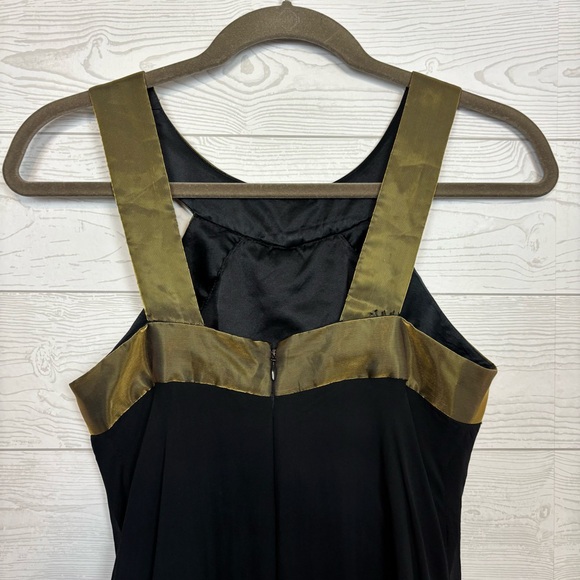 Vintage Badgley Mischka Black/Gold 100% Silk Mini Dress Size 2 - Picture 4 of 7